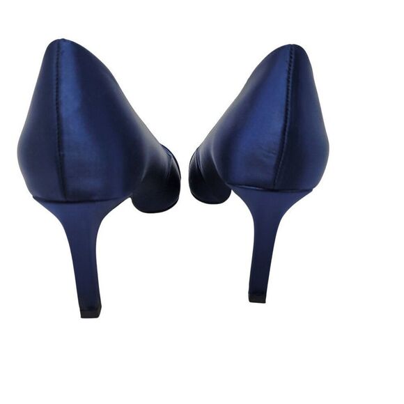 Anne Klein Womens Midnight Blue Satin Pointed-Toe 3" Heels Formal Buckle Sz 9.5 - Picture 10 of 12